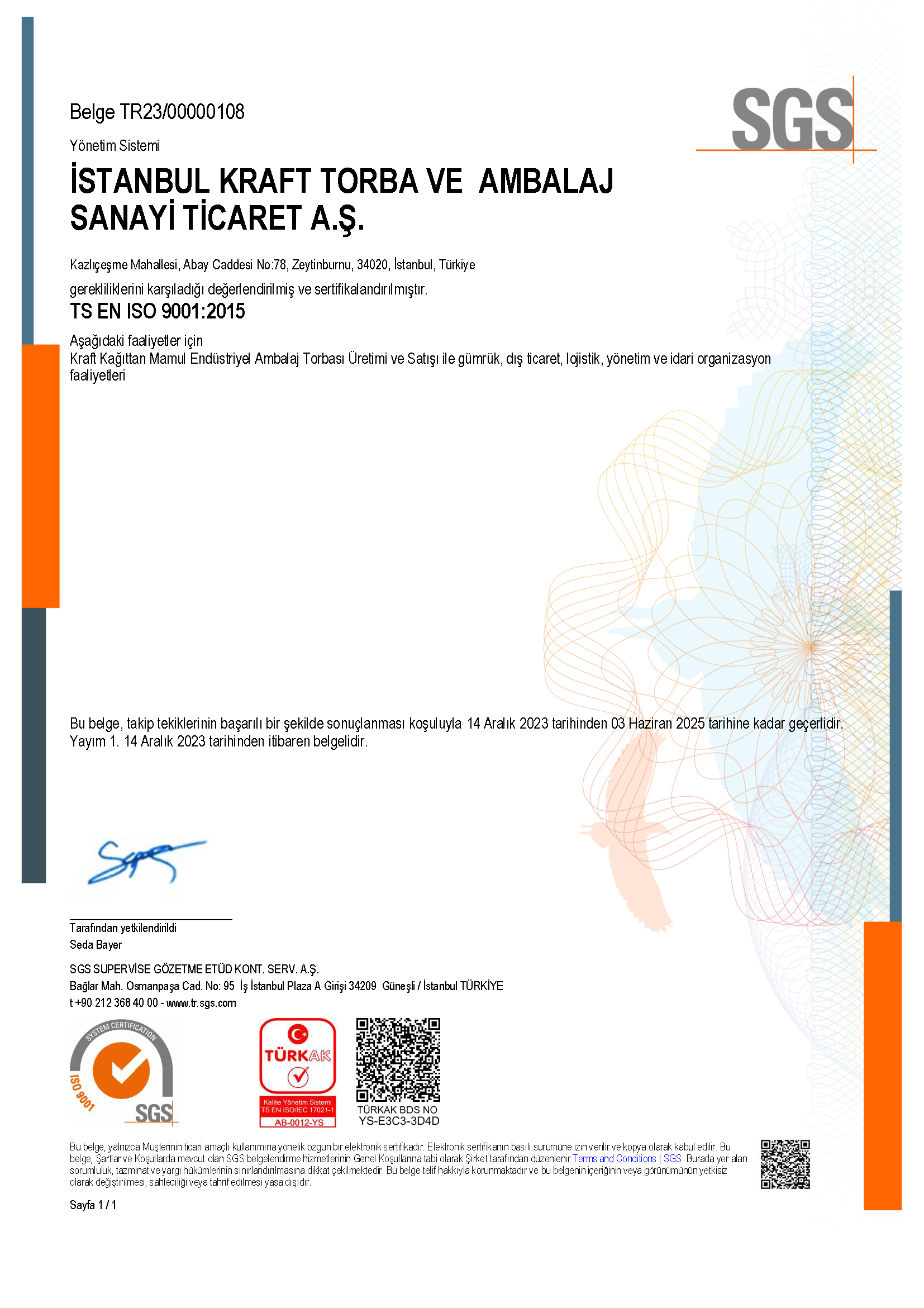 ISO 9001:2015 – TÜRKAK